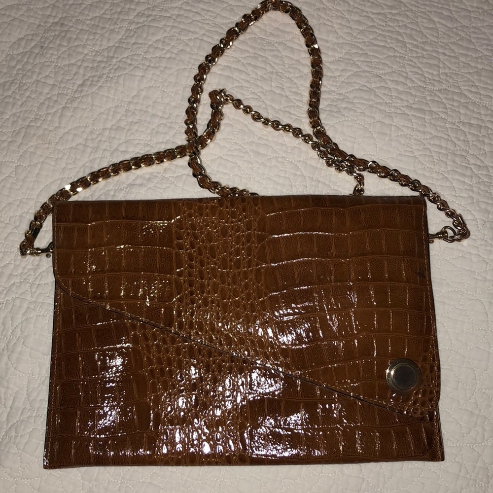 Vintage envelope caramel cross bag or clutch